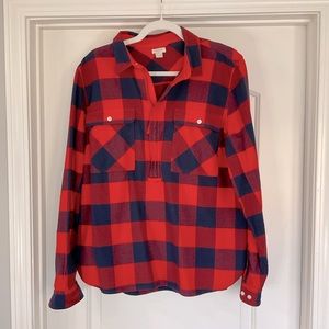 J. Crew Plaid Half-zip Shirt Size L